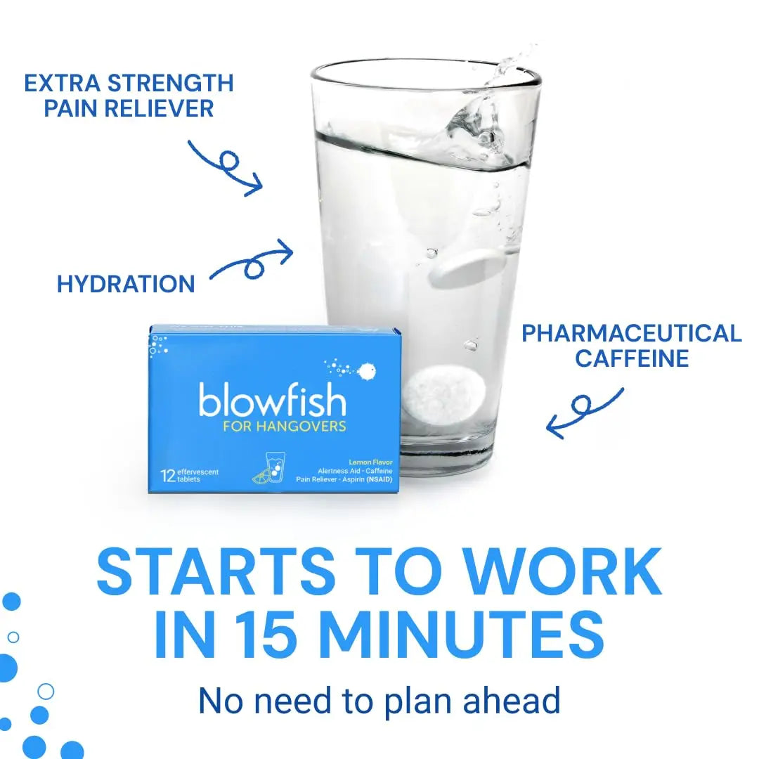 Blowfish for Hangovers - Fast Hangover Relief in 15 Minutes | FDA-Recognized Formulation | Headache Relief, Energy, and Hydration in One Step Blowfish Au supplements