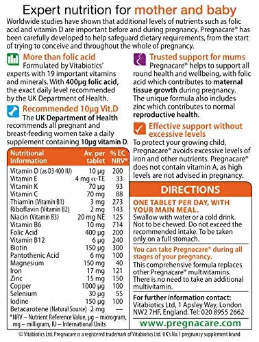 Pregnacare Vitabiotics During Pregnancy Original, 30 Count (Pack of 1) Pregnacare Au supplements