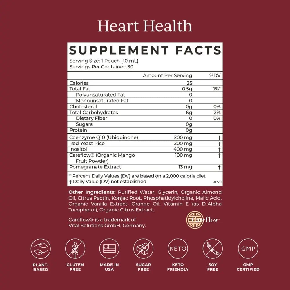 CYMBIOTIKA Heart Health Supplement with CoQ10, Red Yeast Rice & Inositol, Gluten Free Supplements to Support Circulation & Aging, Organic Orange Cream Flavor, 30 Pack CYMBIOTIKA Au supplements