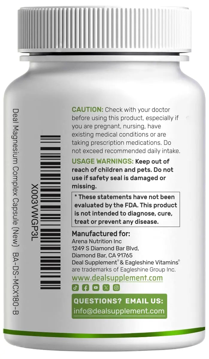 Magnesium Complex 500mg, 240 Veggie Capsules – 10-in-1 Glycinate, Citrate, Malate, Oxide, & More – 100% Chelated for Easy Absorption – Essential Mineral Supplement – Non-GMO DEAL SUPPLEMENT Au supplements