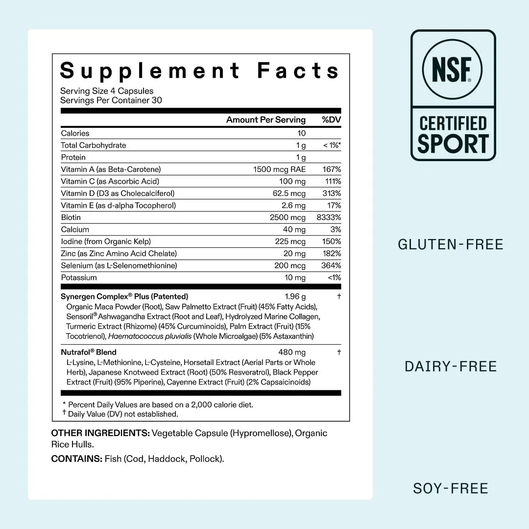 Nutrafol Women's Balance Hair Growth Supplements, Ages 45 and Up, Clinically Proven for Visibly Thicker Hair and Scalp Coverage in 3-6 Months, Dermatologist Recommended - 1 Month Supply Refill Pouch Nutrafol Au supplements