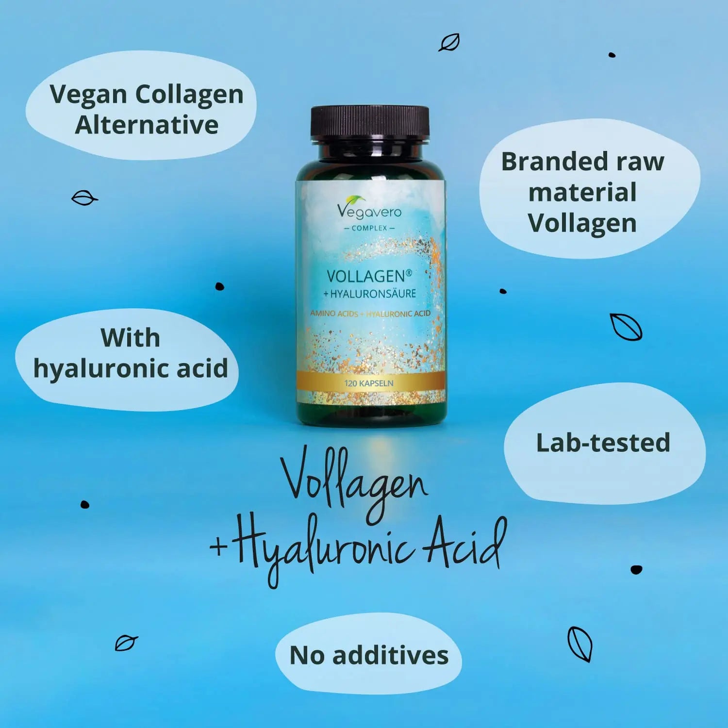 Vegavero Vegan Collagen Complex + Hyaluronic Acid | NO Additives | Vegan Collagen Powder Vollagen® Vegavero Au supplements