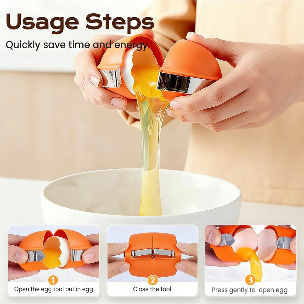 New Egg Shell Opener Egg Cracker Tool Stainless Steel, Multifunctional Egg Shell Opener for Raw Or Hard-Boiled Eggs, Kitchen Gadget for Cooking Baking (Yellow) CLRZOL Au supplements