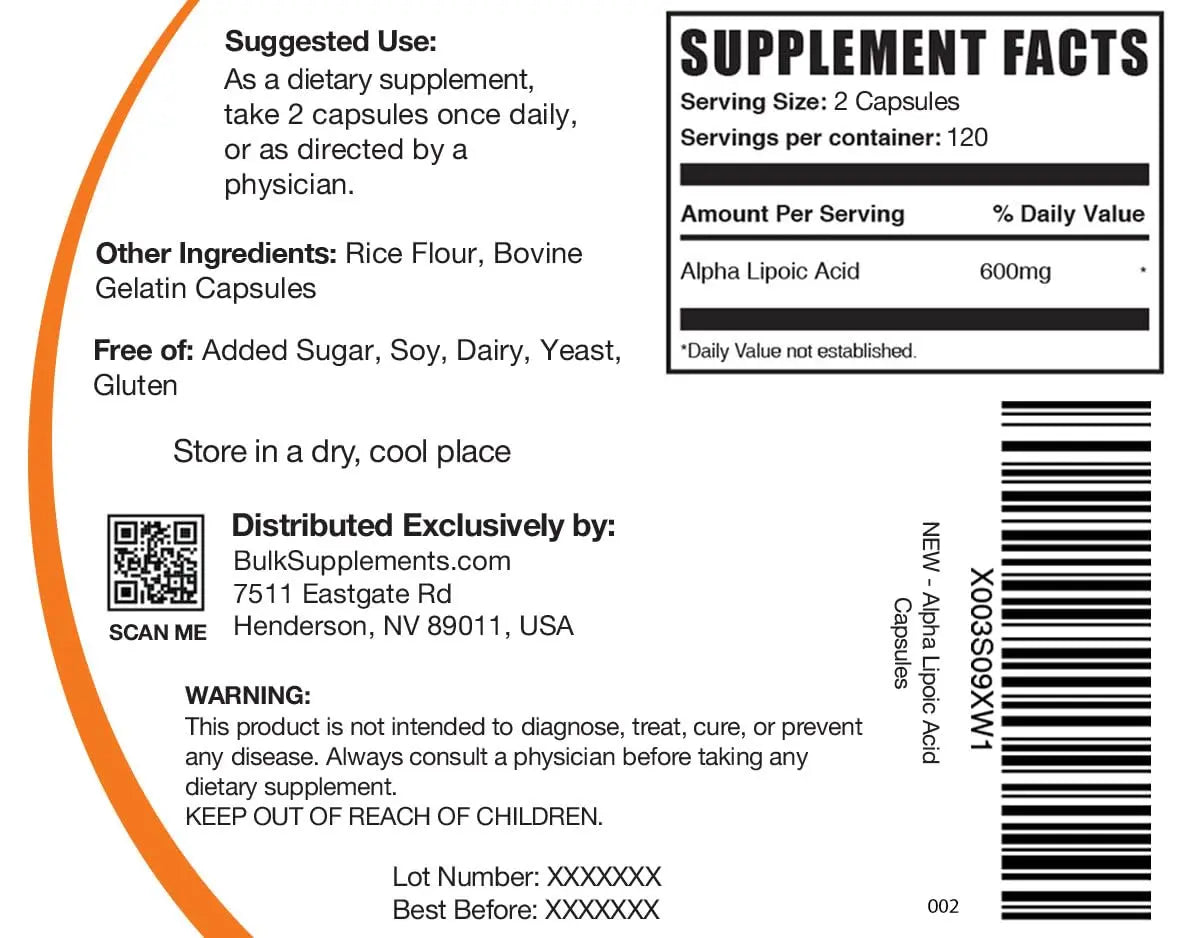 BULKSUPPLEMENTS.COM Alpha Lipoic Acid Capsules - ALA Supplement, Alpha Lipoic BULKSUPPLEMENTS.COM Au supplements