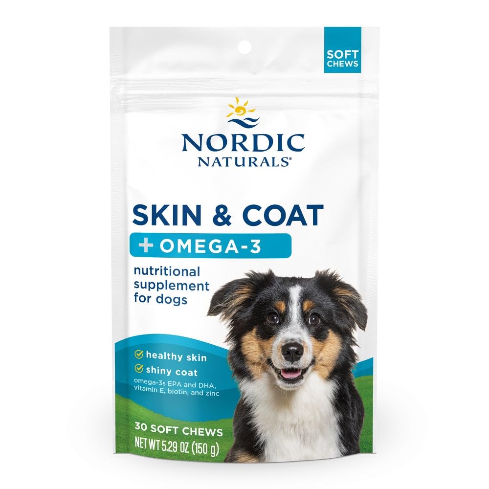 Nordic Naturals Pet Skin & Coat Soft Chews with Omega-3-30 Pork Bone Broth Flavored Soft Chews - Nutritional Support for Healthy Skin & a Soft and Shiny Coat - Non-GMO and IFOS Certified Nordic Naturals Au supplements