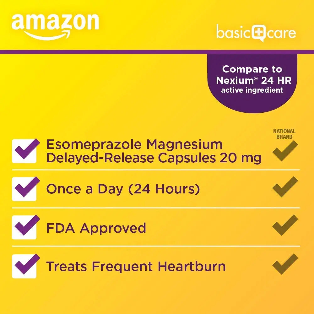 Amazon Basic Care Esomeprazole Magnesium Delayed Release Capsules, 20 mg, Acid Reducer, 42 Count Amazon Basic Care Au supplements
