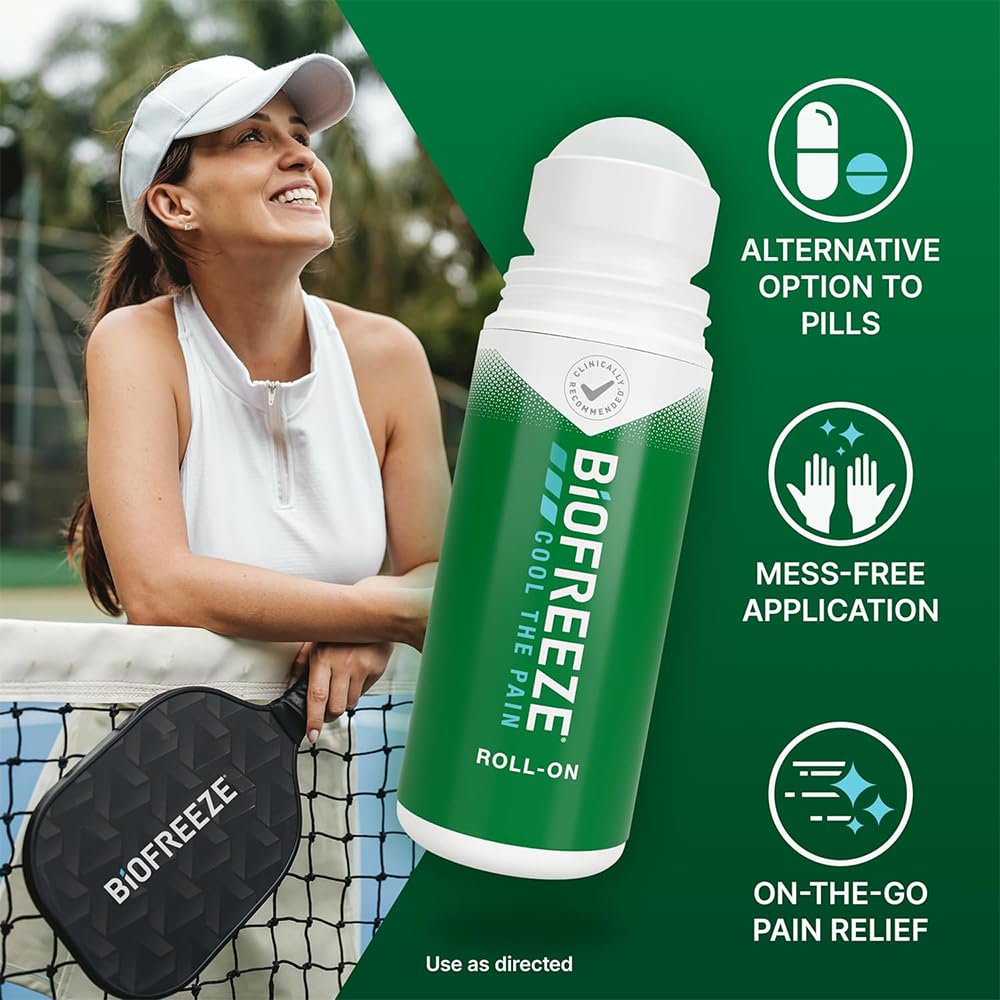 Biofreeze 13451 Roll-On Pain-Relieving Gel, 2.5 FL oz, Green Topical, Arthritis, Strains, Bruises, & Sprains (7.5 Fl Oz (Pack of 3), 3, Count) Biofreeze Au supplements