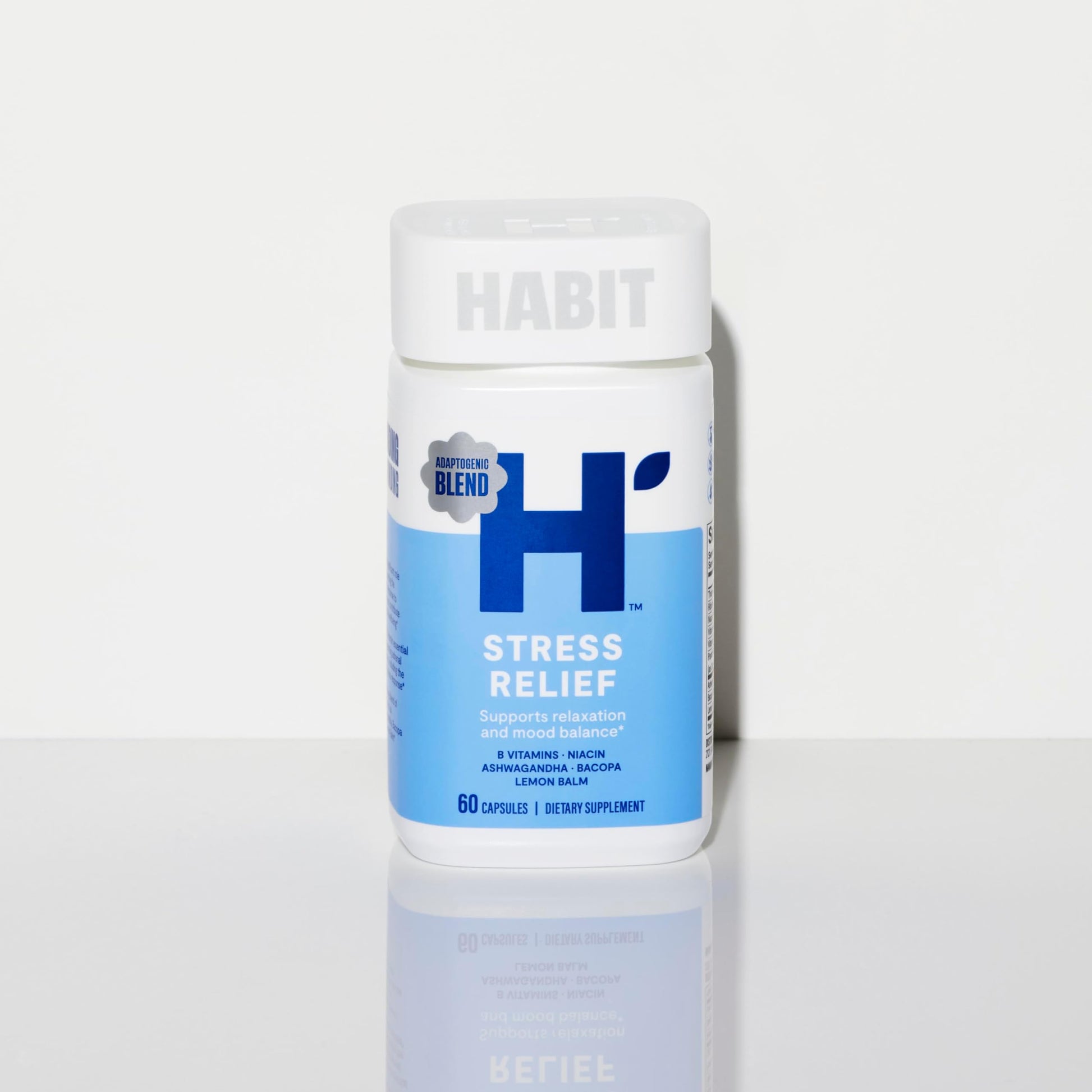Habit Stress Relief Supplement (60 Capsules) - New Look, Supports Relaxation & Mood Balance, Vitamin B, Adaptogens, Lemon Balm, Calming, Vegan, Non-GMO (1 Pack) H' Habit Au supplements