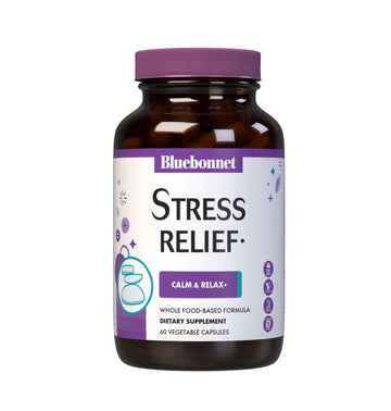 BlueBonnet Targeted Choice Stress Relief Whole Food Based Ashwagandha Extract, L-Theanine, Lemon Balm, Rhodiola Relaxing Calm Mood Supplement for Women & Men - Non-GMO, Vegan - 60 Vegetable Capsules BlueBonnet Au supplements