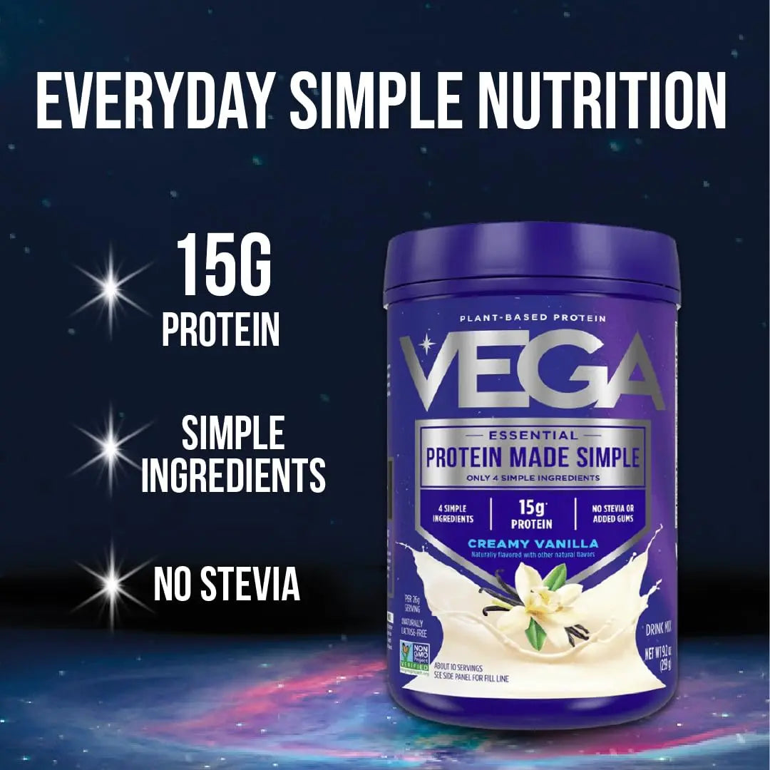 Vega Protein Made Simple Protein Powder, Vanilla - Stevia Free, Vegan, Plant Based, Healthy, Gluten Free, Pea Protein for Women and Men, 9.2 oz (Packaging May Vary) Vega Au supplements
