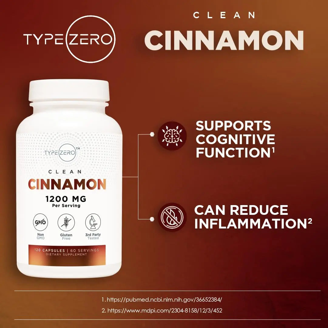 Type Zero Ceylon Cinnamon Capsules (1200mg | 120 Capsules) - Natural, Non-GMO, Gluten Free, Organic Cinnamon Bark Supplement Type Zero Au supplements