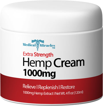 Medical Miracles Hemp Cream - Ideal for Hips, Joints, Neck, Back, Elbows, Fingers, Hands, and Knees (1000mg) Now NEW 4OZ Size Medical Miracles Au supplements