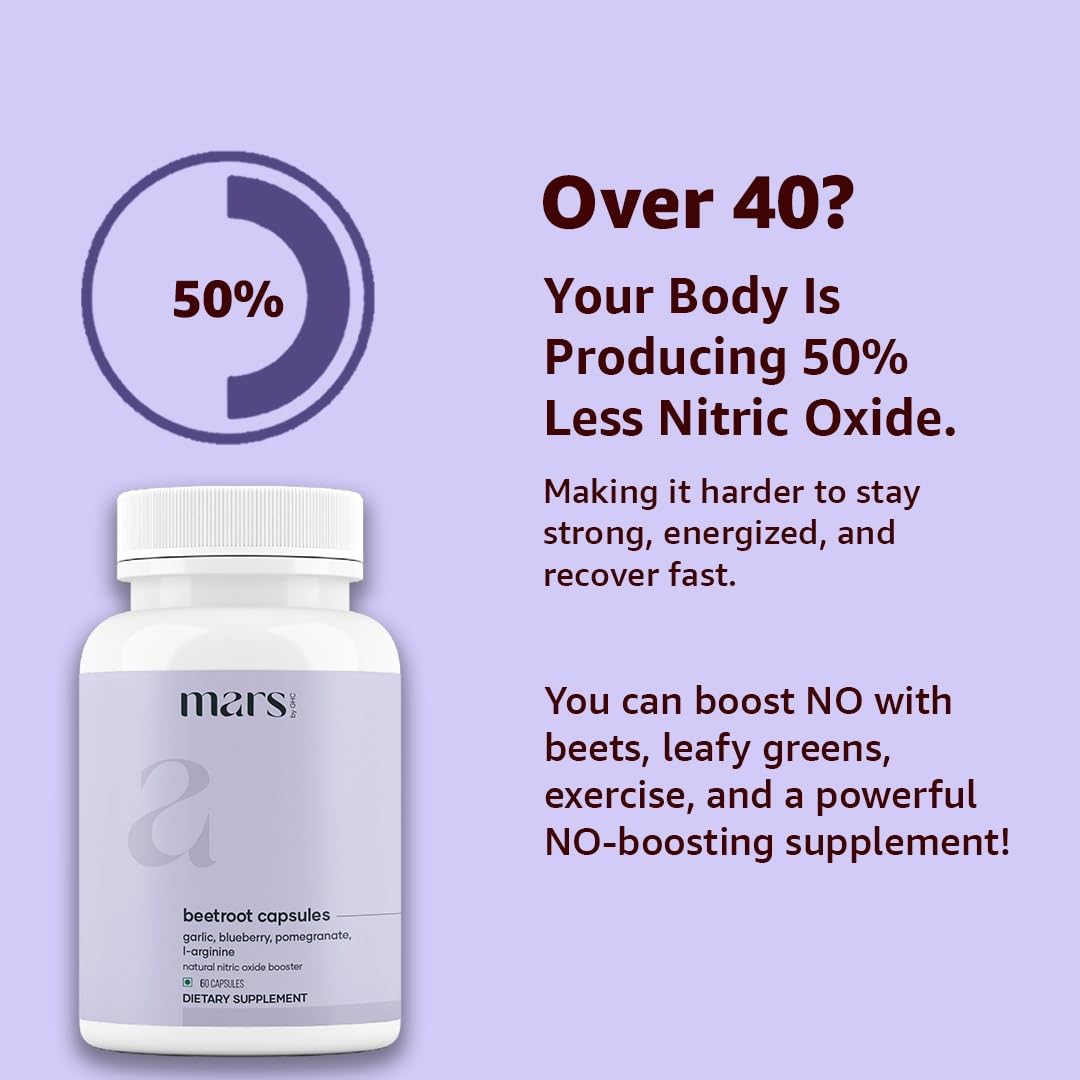 MarsbyGHC Natural Beetroot Capsules | with Garlic, Blueberry, Pomegranate & L-Arginine | Plant-Based Supplement | Pack of 1 mars by GHC Au supplements