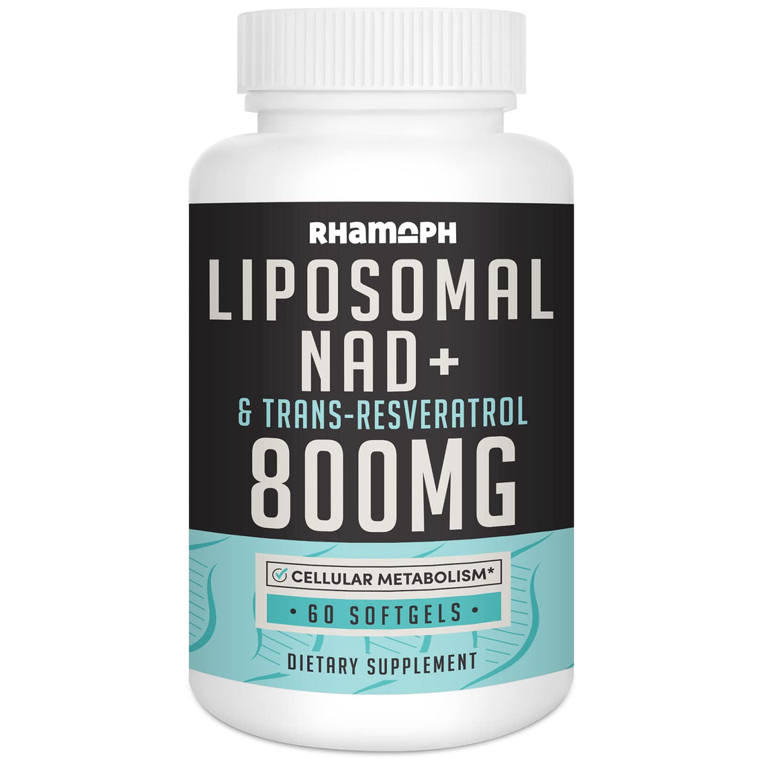 Rhamoph Liposomal NAD+ 800 mg with Trans-Resveratrol 300 mg, Max Absorption, Actual NAD+ Boosting Supplement for Healthy Aging, Cellular Energy, DNA Repair, Longevity - 60 Softgels Rhamoph Au supplements