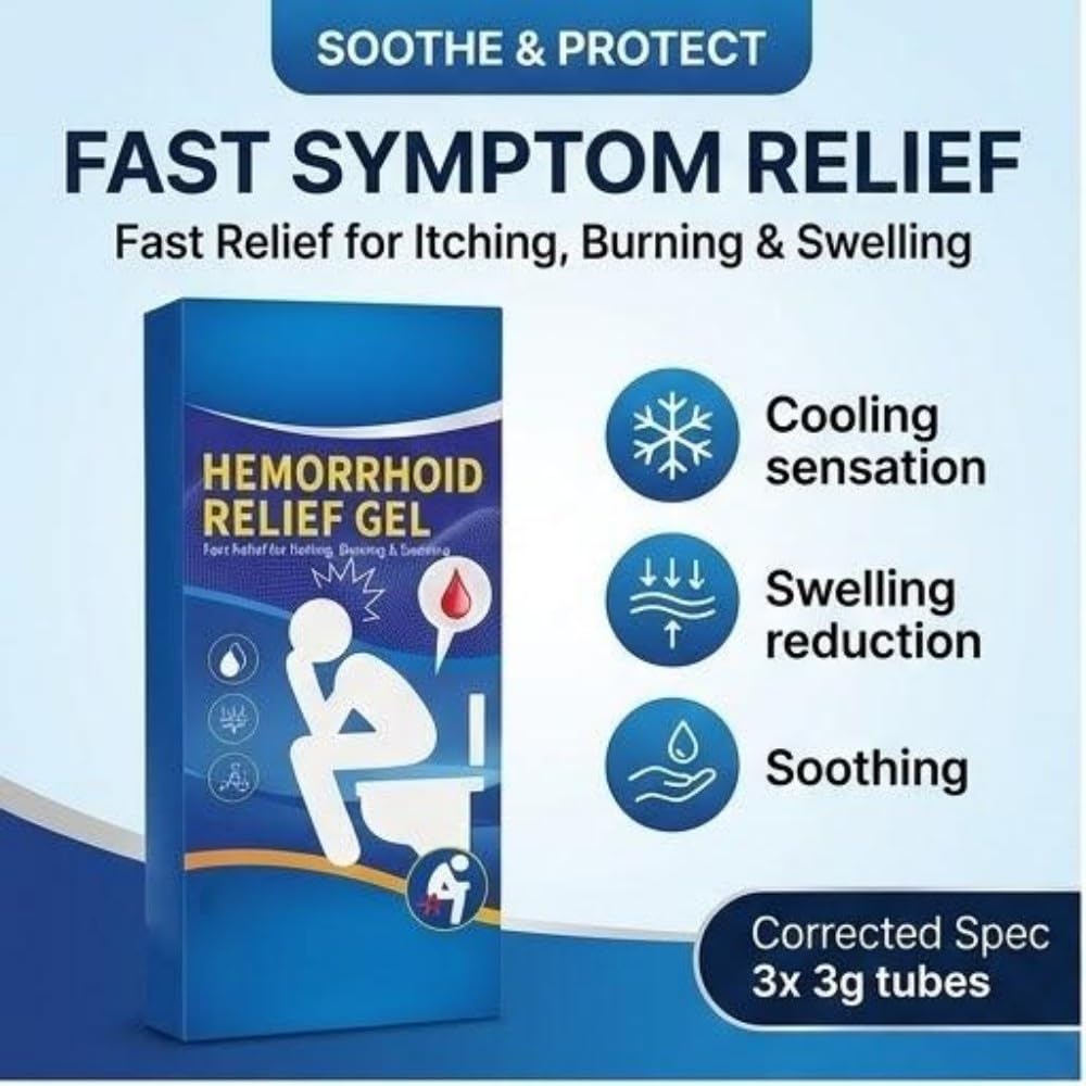 Hemorrhoid Relief Gel with 3 Disposable Applicators - Fast Soothing Cream for Itching & Swelling - Internal & External Treatment (Pack of 3) Aus Healthcare Au supplements