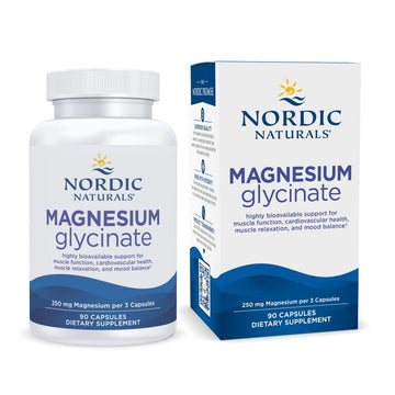 Nordic Naturals Vegetarian Magnesium Glycinate Capsules, Unflavored, 90 Count - 250mg Magnesium per Serving - Highly Bioavailable Support for Muscle & Cardiovascular