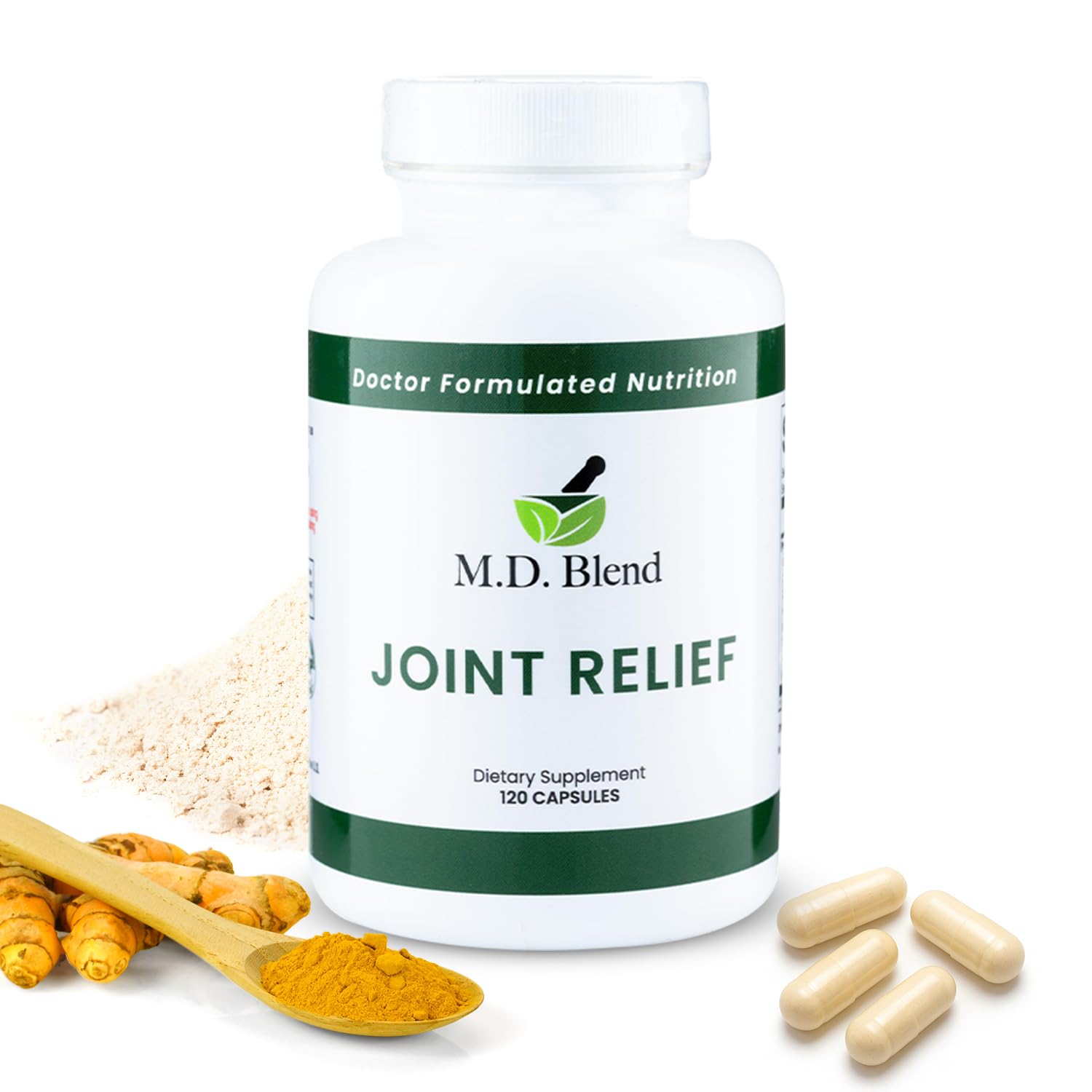 M.D. Joint - Experts Formulated Supplement - Joint Supplements for Women & Men, Knees, HIPS, Ankles, Collagen, Hydrolyzed, Glucosamine Chondroitin MSM, BioPerine, Turmeric - 120 Capsules (Pack of 1) M.D. Blend Au supplements