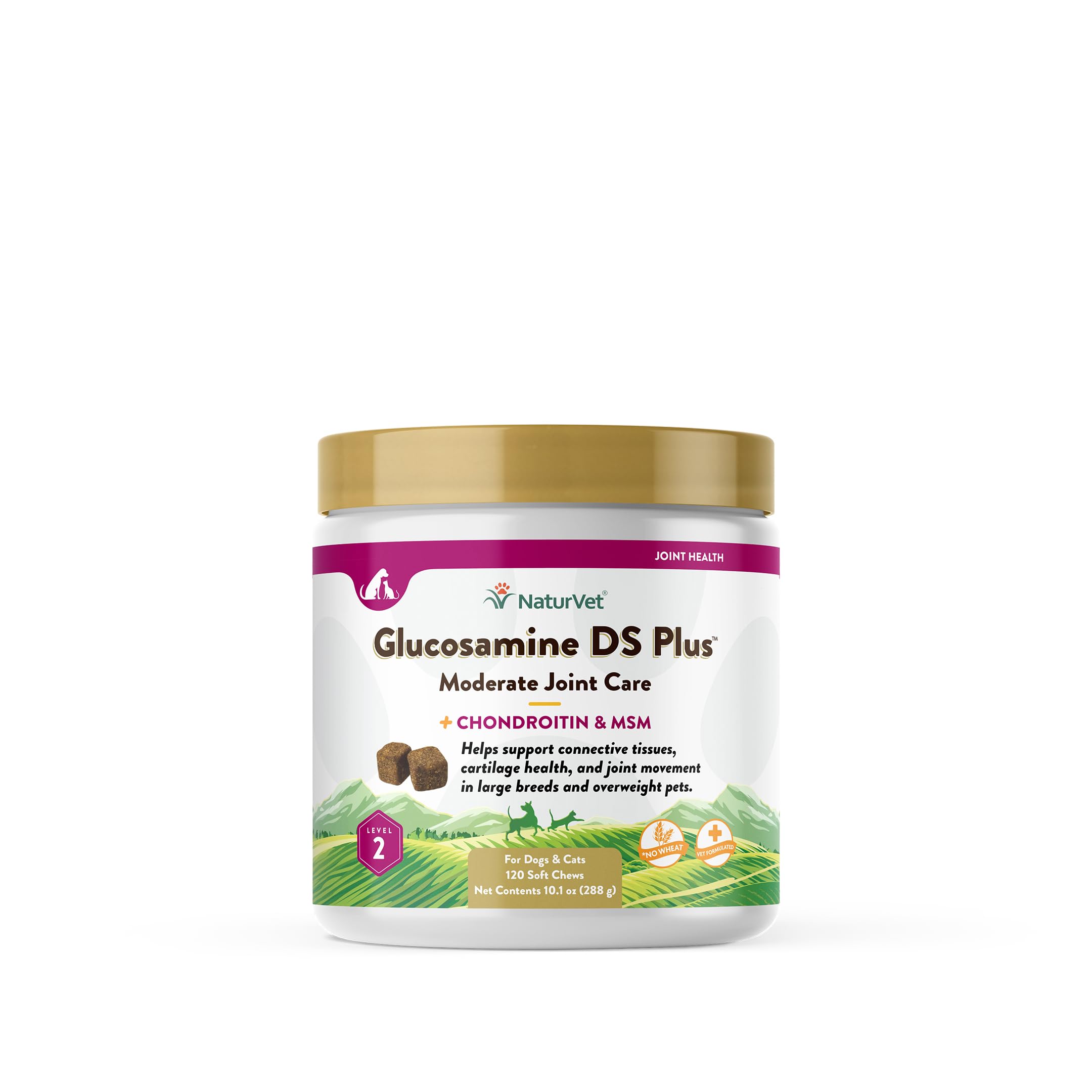 NaturVet – Glucosamine DS Plus - Level 2 Moderate Care – Supports Healthy Hip & Joint Function – Enhanced with Glucosamine, MSM & Chondroitin – for Dogs & Cats–120 Soft Chews NaturVet Au supplements