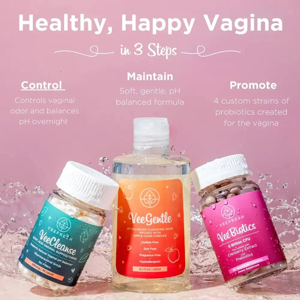 VeeBalance Bundle – Boric Acid Suppositories, Feminine Wash & Cranberry Probiotics for Women – pH Balance & Freshness Support VeeFresh Au supplements