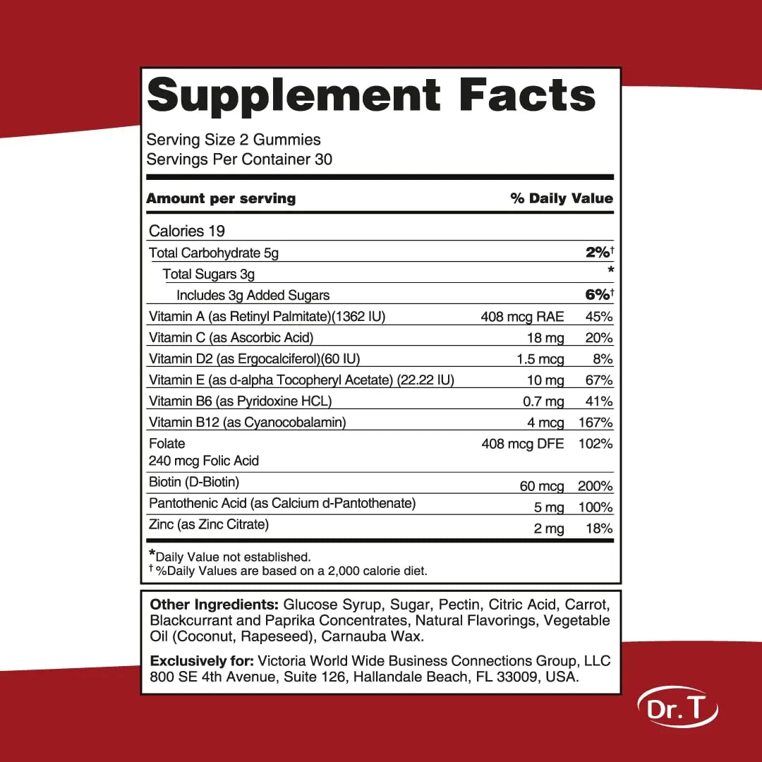Dr. T Kids Multivitamin Gummies – Daily Vitamins for Kids Ages 2+, with A, C, D, E, B & Folic Acid – Supports Bone Strength, Immunity & Overall Health Dr. T Au supplements