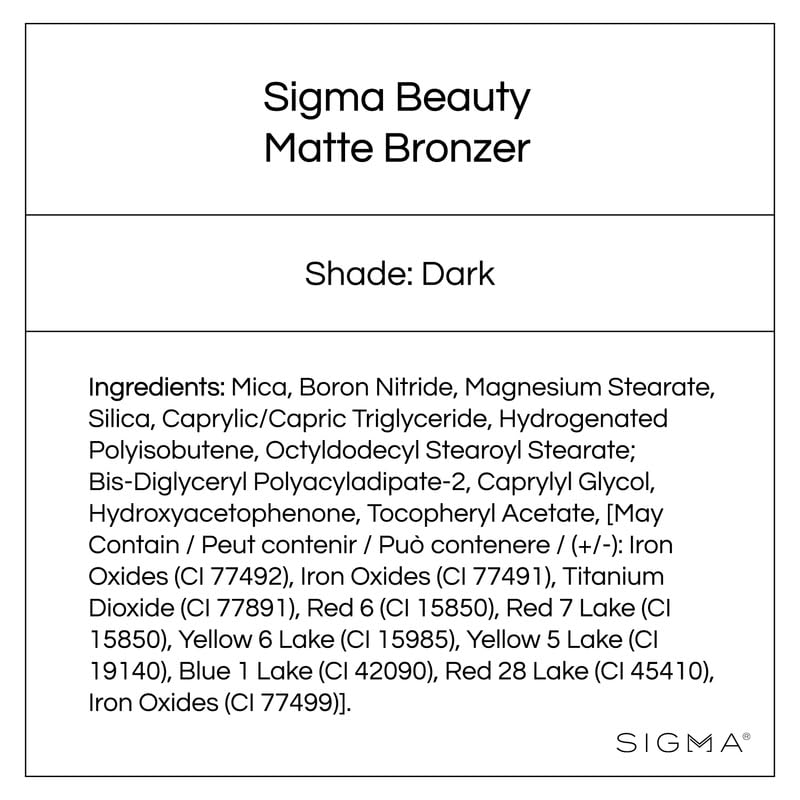 Sigma Beauty Matte Bronzer - Longwear Light Bronzer Powder with Matte Finish for Face - Achieving a Natural, Sun Kissed Glow (Dark) Sigma Beauty Au supplements