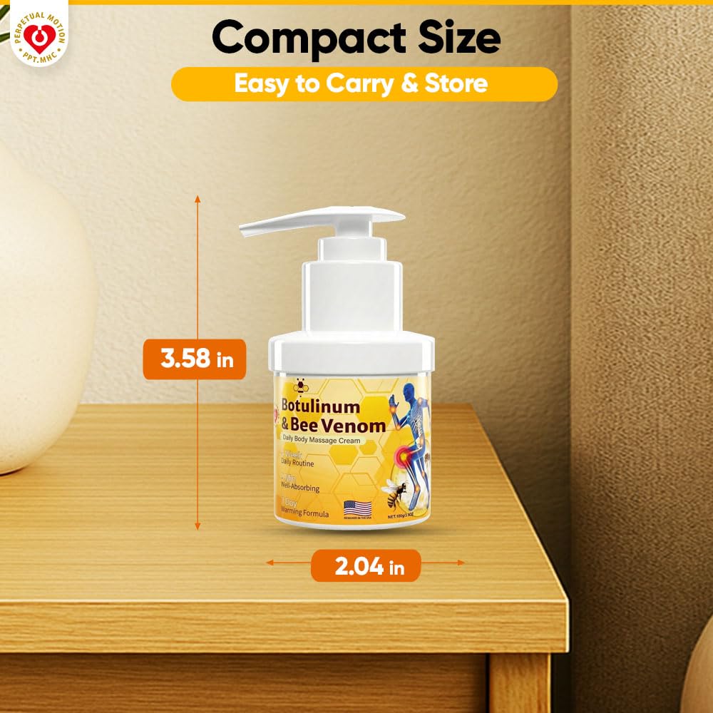 PPT.MHC Bee Venom Warming Cream with Pump - Massage Body Rub with Ginger, Peppermint & Black Pepper - Premium Bee Venom Lotion for Back, Legs & Feet - Everyday Non-Greasy 3.5oz Cream PPT.MHC Au supplements