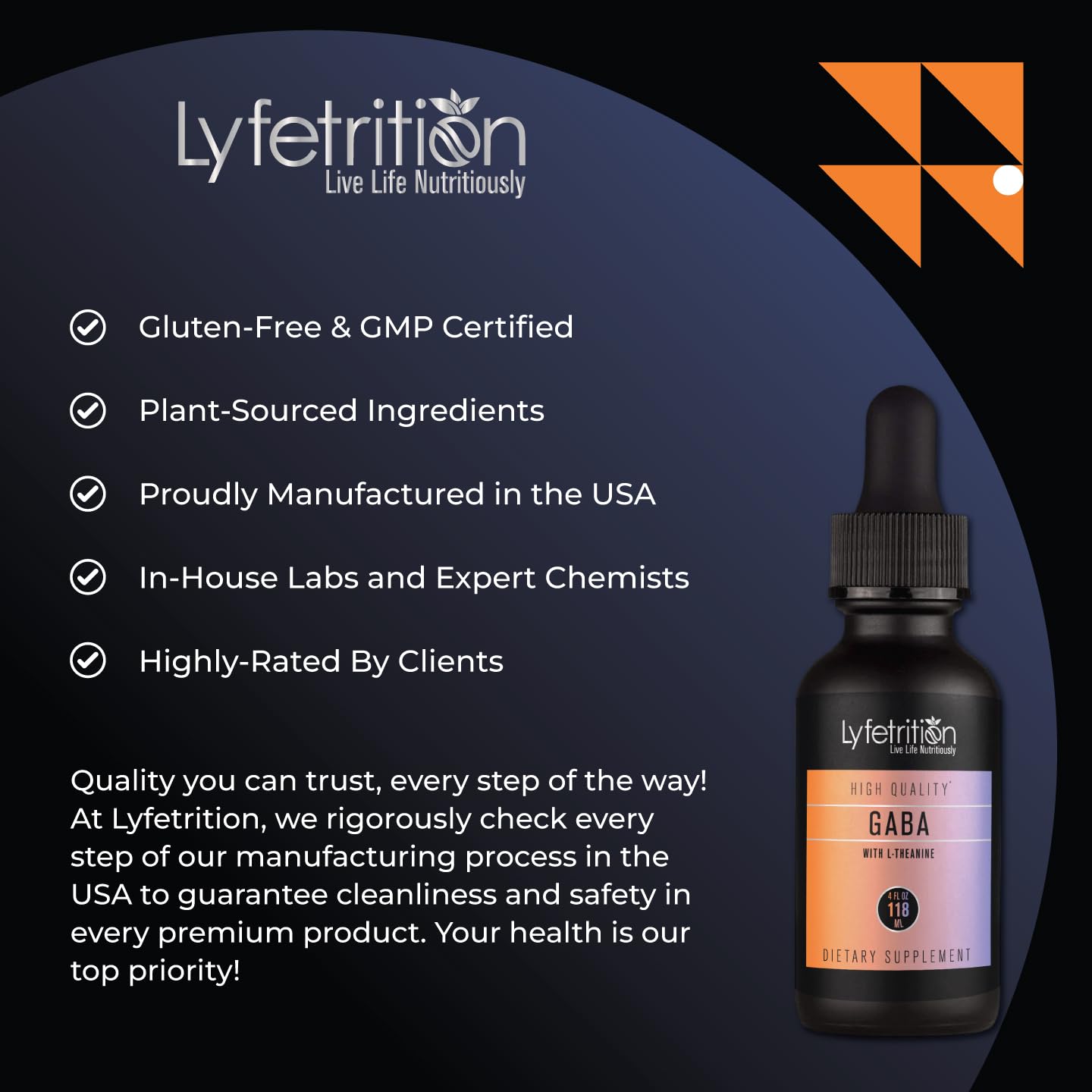 Lyfetrition GABA with L-Theanine, Ginkgo Biloba (Salisburia biloba) Extract, Organic Peruvian MACA Root (Lepidium meyenii) Extract, 118 ml, 4 FL Oz Liquid, 220 Servings, Made in USA, Quick Absorption Lyfetrition Au supplements
