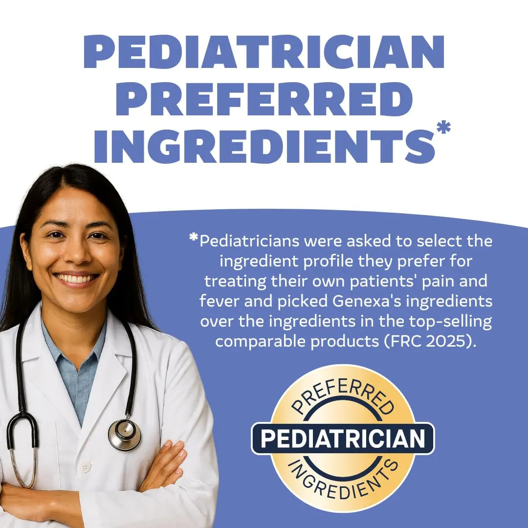 Genexa Children's Clean Acetaminophen | Pediatrician Preferred Ingredients | Pain & Fever Reducer for Kids | Dye Free, 0% Artificial Additives | Ages 2-11, Delicious Organic Blueberry Liquid, 4 fl oz Genexa Au supplements