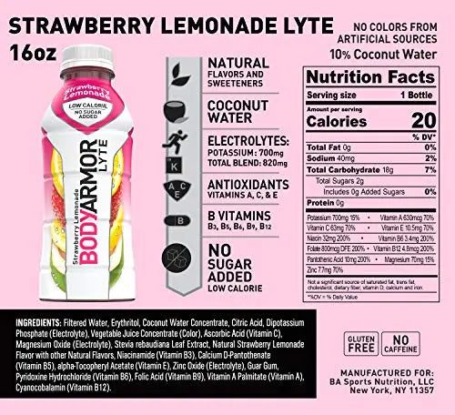 BODYARMOR LYTE Sports Drink Low-Calorie Sports Beverage, Strawberry Lemonade BODYARMOR Au supplements