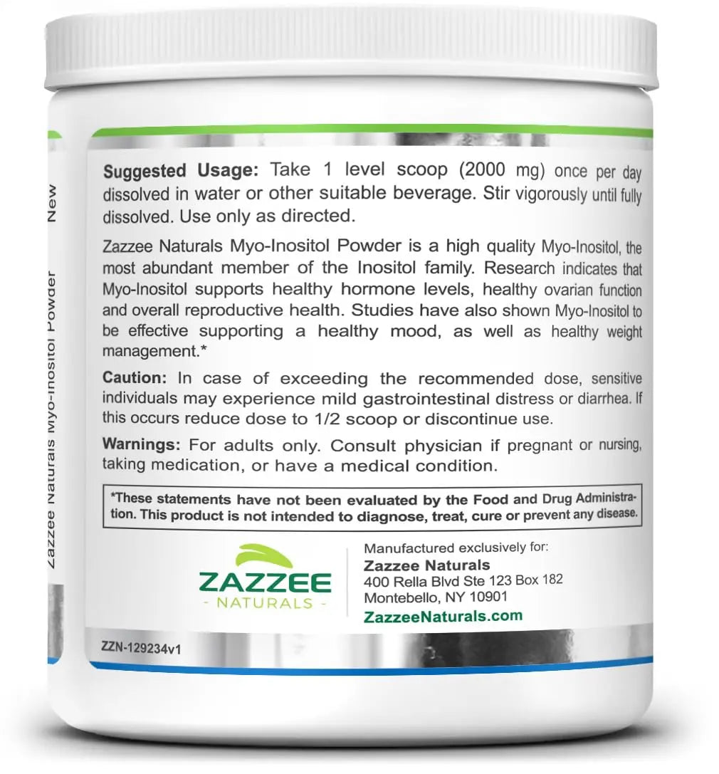 Zazzee Myo-Inositol Powder, 6 Month Supply, 183 Servings, 2000 mg per Serving Zazzee Au supplements