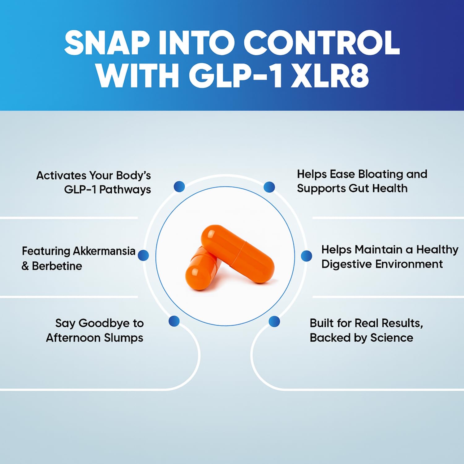 GLP-1 XLR8 Supplement for Weight Loss, Digestion, Constipation, Bloating Relief with Akkermansia 2.6 Billion AFU Live Prebiotic Probiotic Postbiotic Gut Health + Berberine for Women Men 60 Capsules Snappy Scripts Au supplements