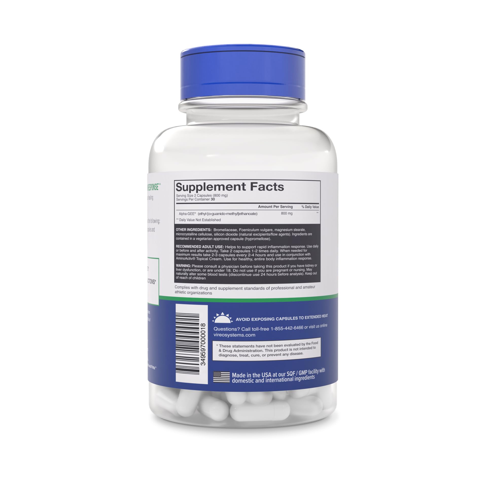 Amino Activ - Fast Holistic Support for Pain & Inflammation Caused by Activity/Exercise (180 Capsules) Amino Activ Au supplements