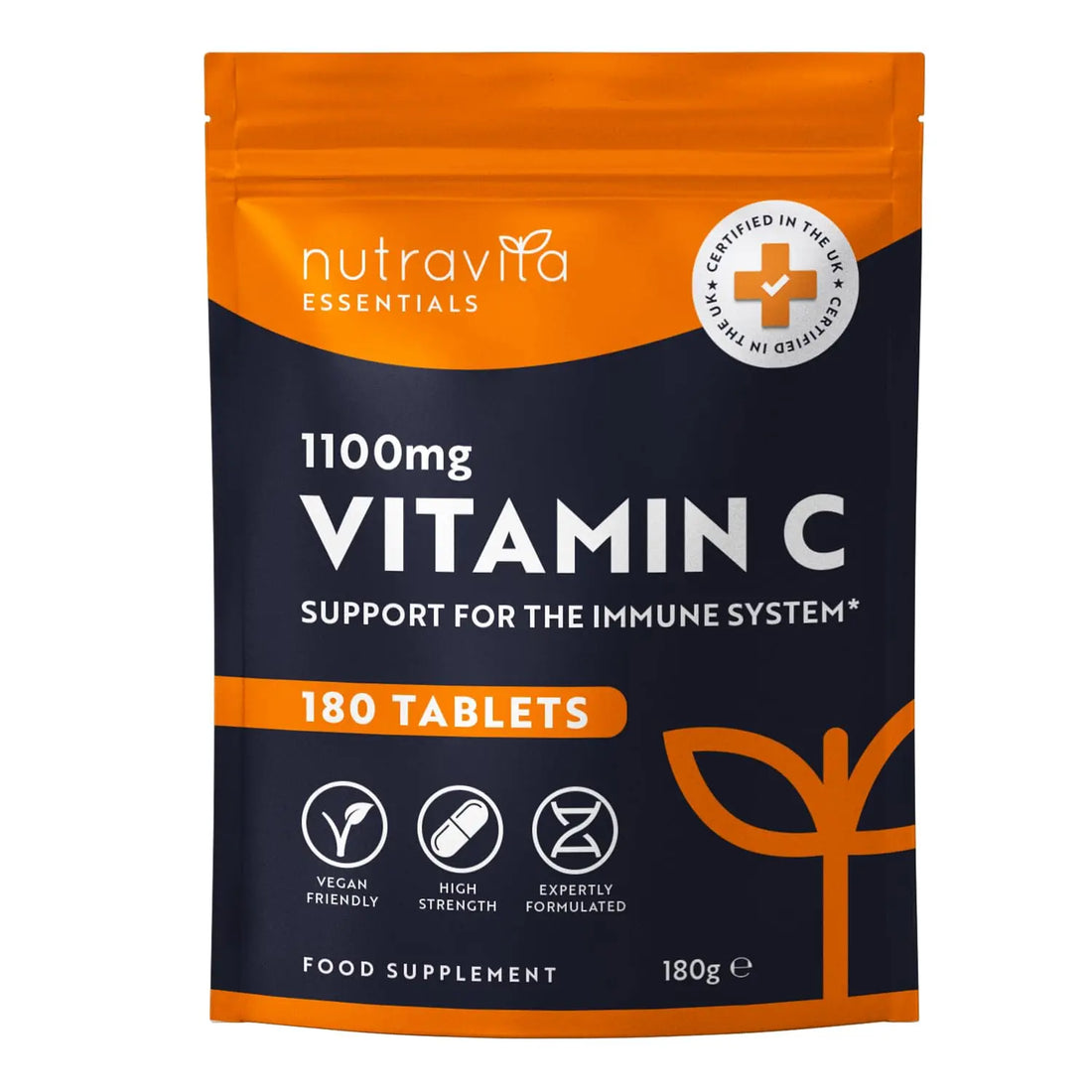 Vitamin C Tablets 1100mg – 180 Premium Vegan and Vegetarian Tablets – 3 Month Supply Nutravita Au supplements