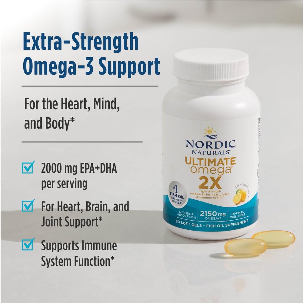 Nordic Naturals Ultimate Omega 2X, Lemon Flavor - 90 Soft Gels - 2150 mg Omega- High-Potency Omega-3 Fish Oil with EPA & DHA - Promotes Brain & Heart Health - Non-GMO - 45 Servings Nordic Naturals Au supplements