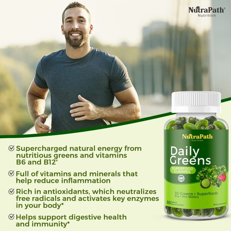 Superfood Daily Greens Gummies - Fruits, Veggies, and Super Foods for Immunity, Energy - 60 Gummies NutraPath Au supplements