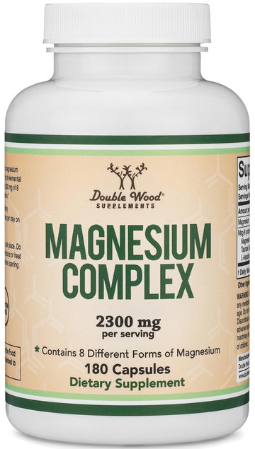 Magnesium Complex Supplement 180 Capsules (426mg Elemental Magnesium Provided by 2,300mg of Eight Different Forms of Magnesium) MAG-8 Provides 100% Daily Recommended Value of Magnesium by Double Wood Double Wood Supplements Au supplements