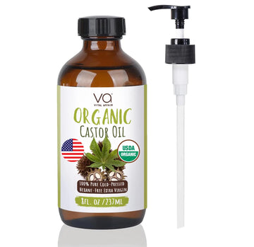 VITAL AFFAIR Castor Oil Organic Cold Pressed Unrefined Glass Bottle- USDA Certified Organic Castor Oil VITAL AFFAIR Au supplements