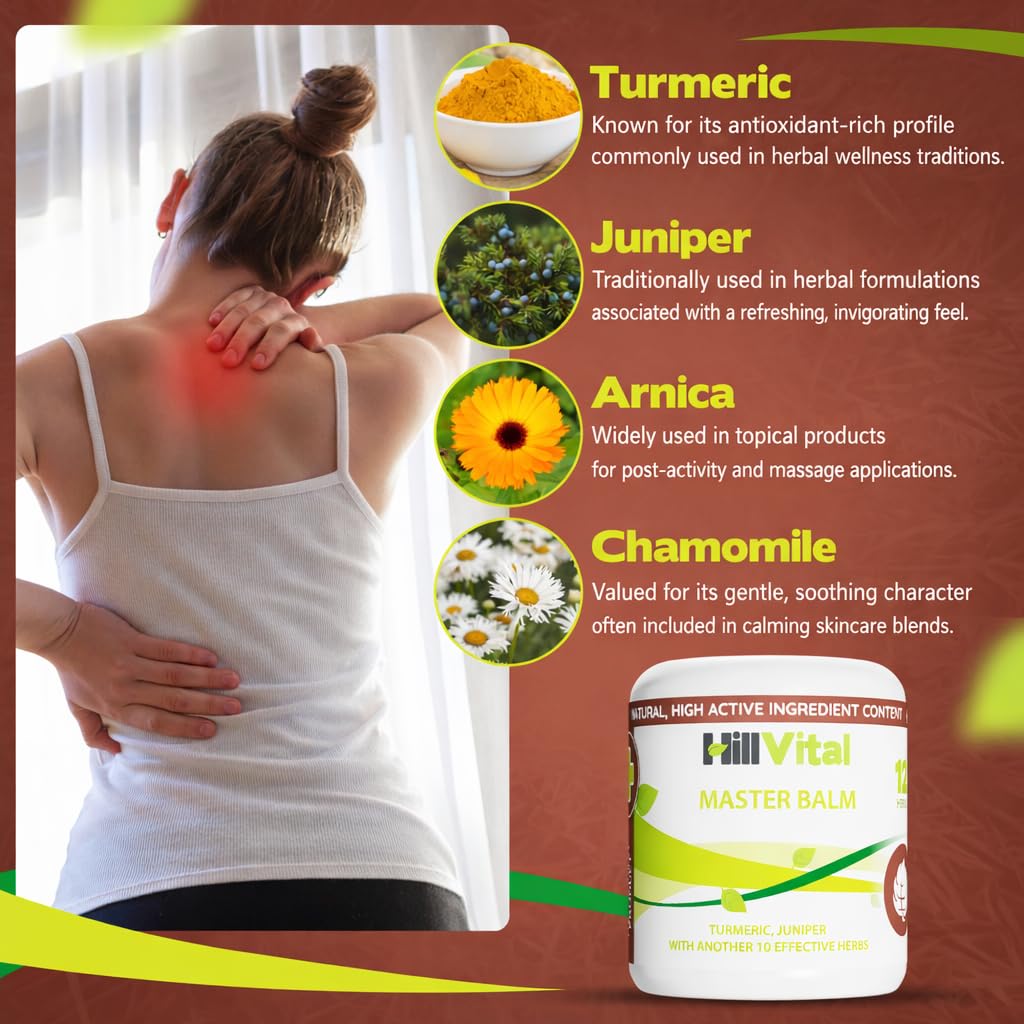 HillVital Herbal Joint Care Balm – Soothing Arnica & Turmeric Blend for Muscles & Joints – Lightweight Herbal Cooling Gel with Mint & Rosemary – Fast-Absorbing Natural Topical Cream Hill Vital Natural Solutions Au supplements
