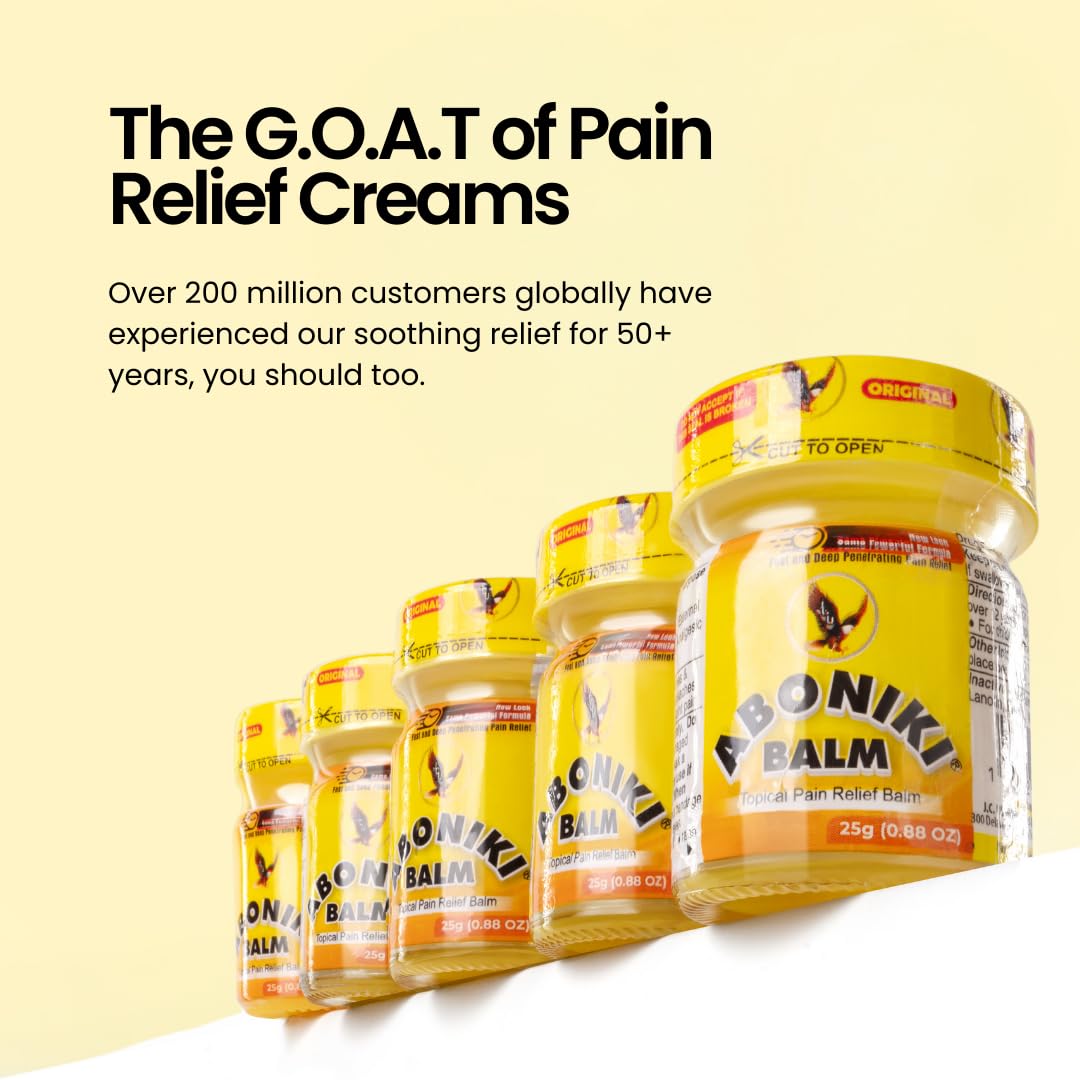 Aboniki Balm (6 Plastic Jars) – Powerful Topical Pain Relief Balm for Sore Muscles and Joints | Anti Inflammatory Analgesic Rub with Cooling Menthol for Back, Knee, Neck, Shoulder, Wrist & Body Ache Aboniki Au supplements