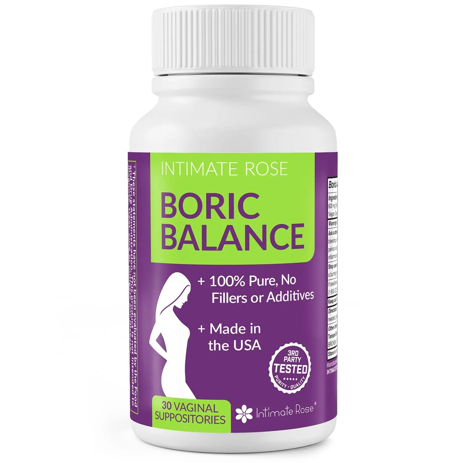 Intimate Rose Boric Acid Vaginal Suppositories, 30 Count for Feminine Deodorizing & Freshness - Vegan Capsules Intimate Rose Au supplements