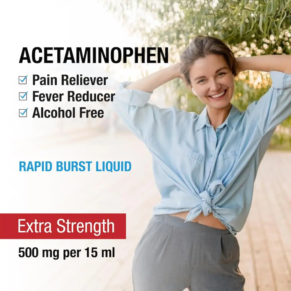Puregen Labs Adult Extra Strength Acetaminophen Liquid 500mg/15ml - 8 fl oz Rapid Burst Pain Reliever/Fever Reducer, Cherry Flavor | Muscle & Joint Pain Relief | Arthritis Pain Relief P Puregen Labs Au supplements