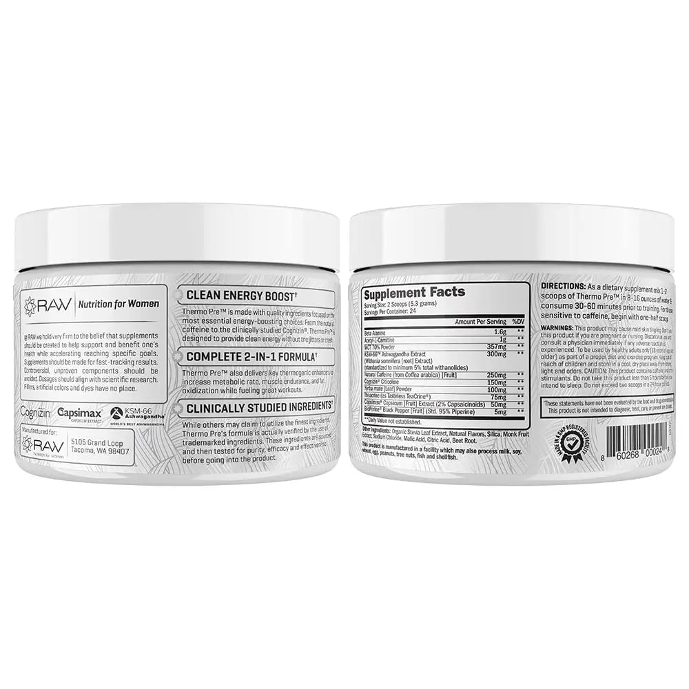 RAW Synergies Pre Workout Thermogenic Fat Burner Powder for Women and Men, RAW Synergies Au supplements