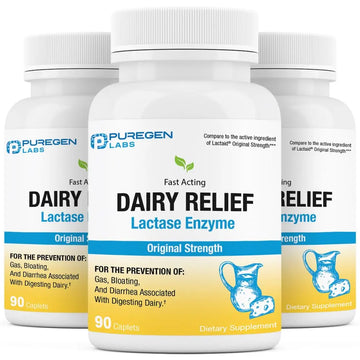 Puregen Labs Dairy Relief Natural Fast Acting Lactase Enzyme 3000 FCC, Lactose Intoleran P Puregen Labs Au supplements
