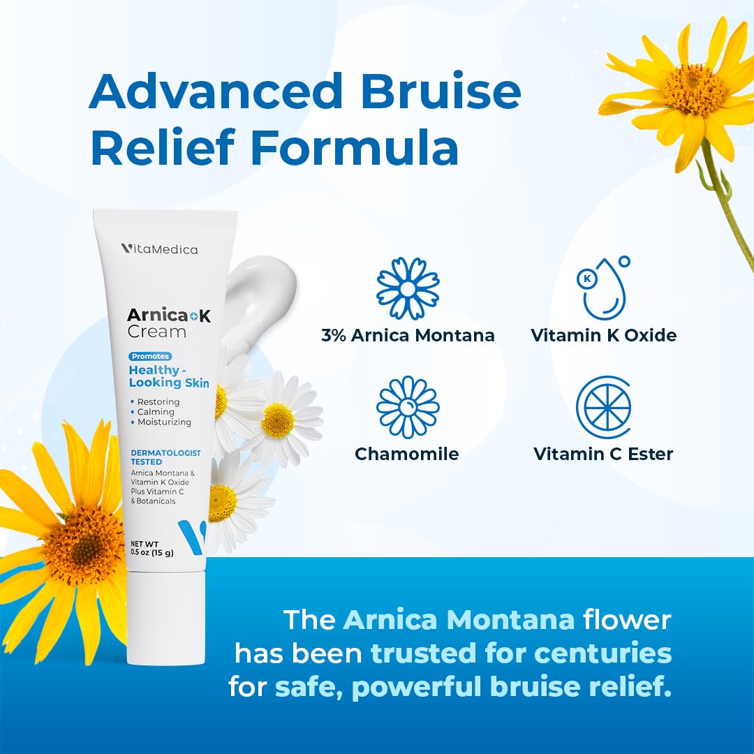 VitaMedica Arnica + Vitamin K Bruise Recovery Cream for Face & Under-Eye, Sensitive-Skin Formula, Post-Procedure Support, 0.5 oz VitaMedica Au supplements