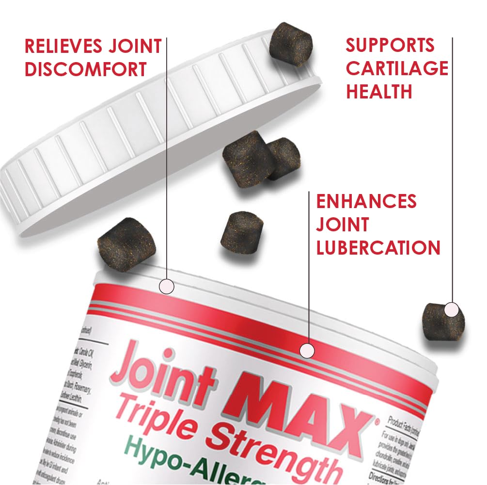 Joint MAX Triple Strength Hypo-Allergenic Soft Chews for Dogs - Hip and Joint Support Supplement with Glucosamine, Chondroitin, & MSM - Made in The USA - 120 Soft Chews Joint Max Au supplements
