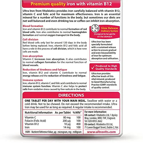 Vitabiotics Ultra Iron Tablets, Pack of 30 Vitabiotics Ultra Au supplements