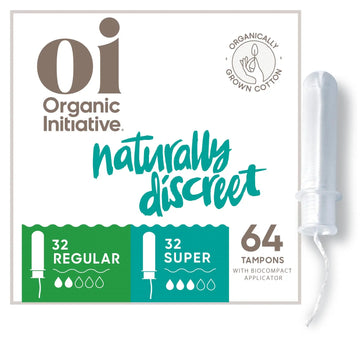 Oi | Organic Initiative - Tampons | Regular/Super Absorbency | Organic Cotton, Unscented oi Au supplements
