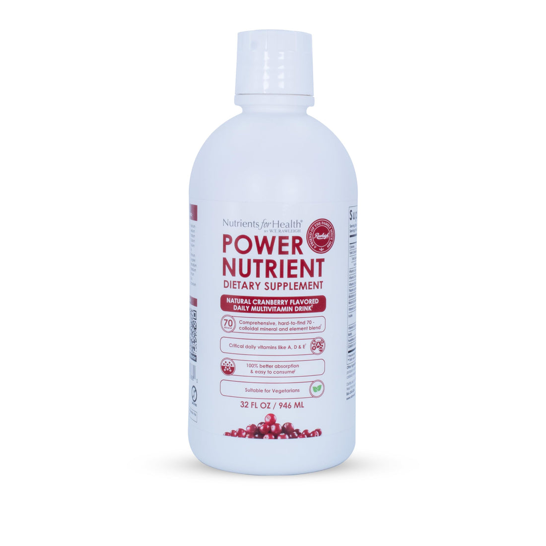 Rawleigh Power Nutrient: 32 fl oz for 1 Month - Cranberry Flavor, Daily Multivitamin Liquid Supplement for Men, Women with VIT. A - zinc & 70 Colloidal Trace Minerals, Vegetarian-Friendly, GMO Free Rawleigh Au supplements