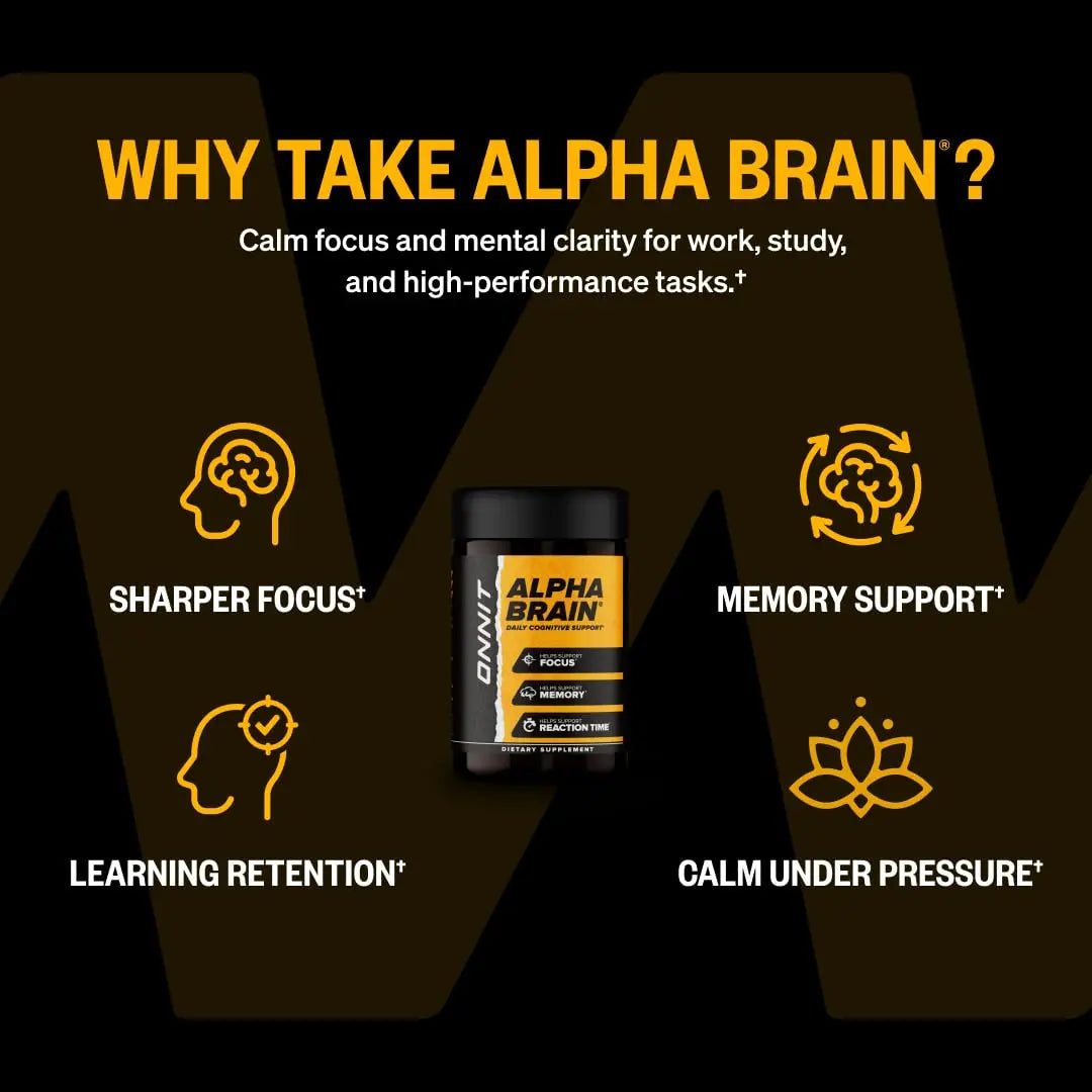 ONNIT Alpha Brain Nootropic Brain Supplement for Focus, Memory, Mental Clarity, Cognitive Support with L-Theanine and Vitamin B6, 90 Count ONNIT Au supplements