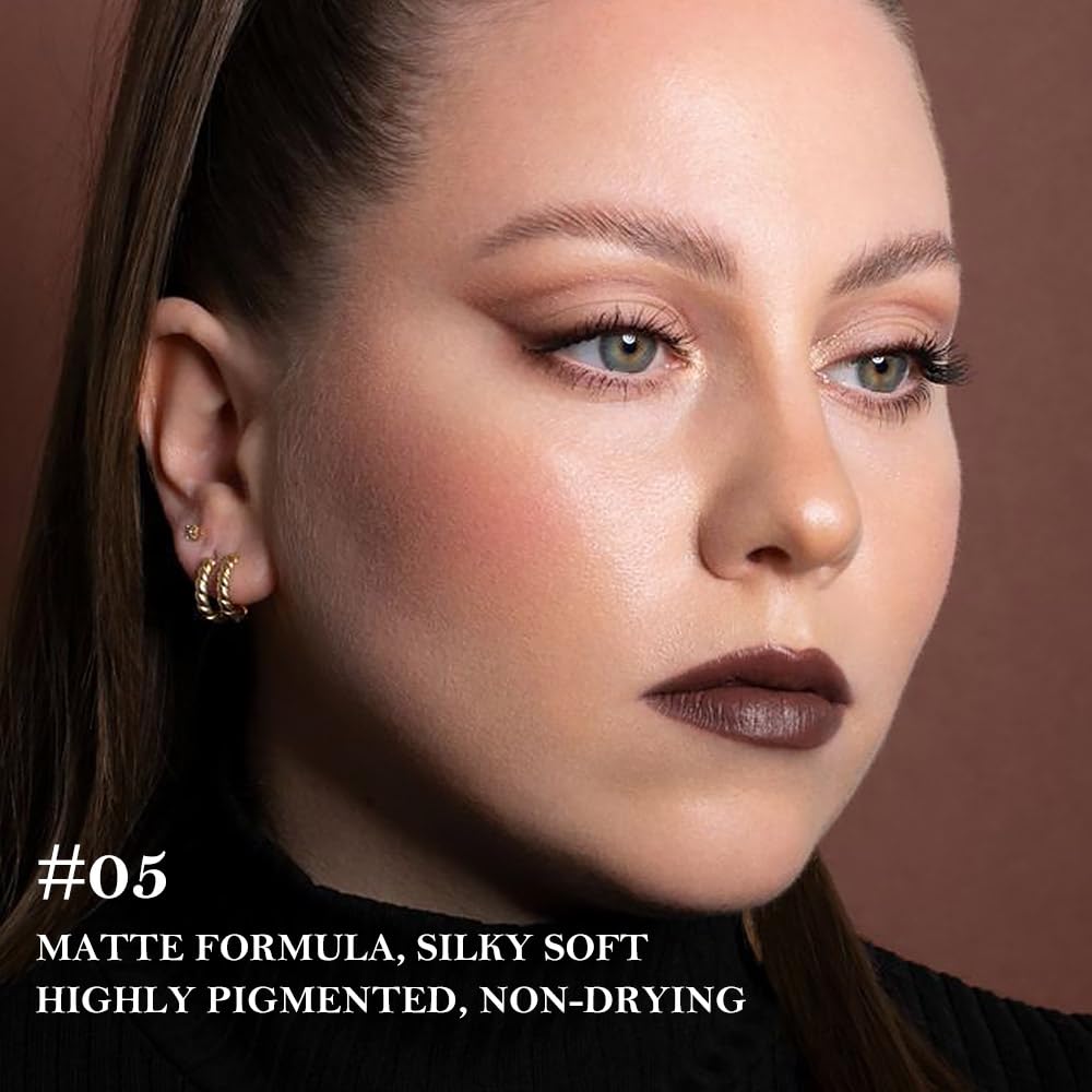 BINGBRUSH 2-in-1 Gradient Dark Brown Lip Liner & Lipstick Combo,Matte Longwear Waterproof Lip Pencil with Cone Tip,Smudge Proof Crayon for Flawless Ombre Contour,Women's Long Lasting Makeup Set BINGBRUSH Au supplements
